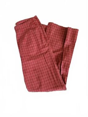 Free People Red Plaid high waisted flare trousers